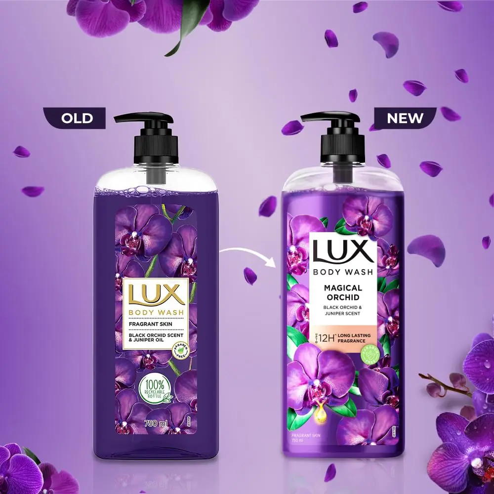 LuxBody Wash Fragrant Skin Black Orchid Scent & Juniper Oil SuperSaver XL Pump Bottle Glycerine, Paraben Free, 750 ml