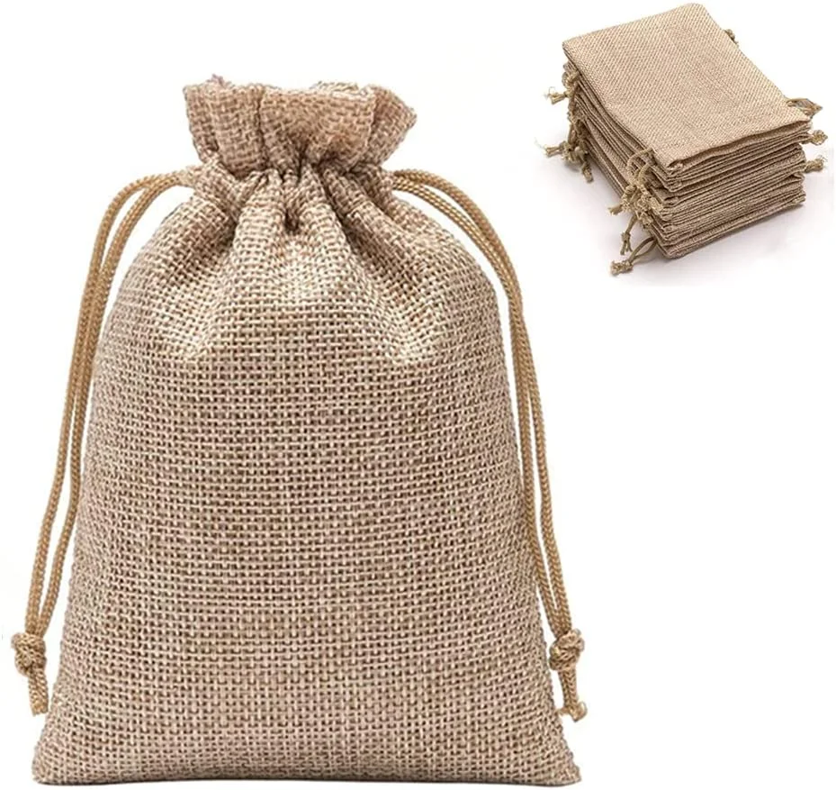 jute drawstring bag drawstring closure easy to open and close durable recyclable ecofriendly natural bag with customized logo