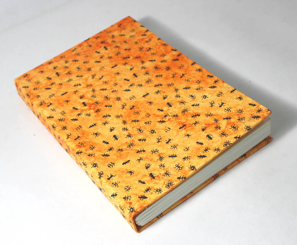 New Design Ants Hard Cover Notebook Handmade Recycled Orange Cotton Batik Paper Wood & Acid Free New Orange Color Notebook