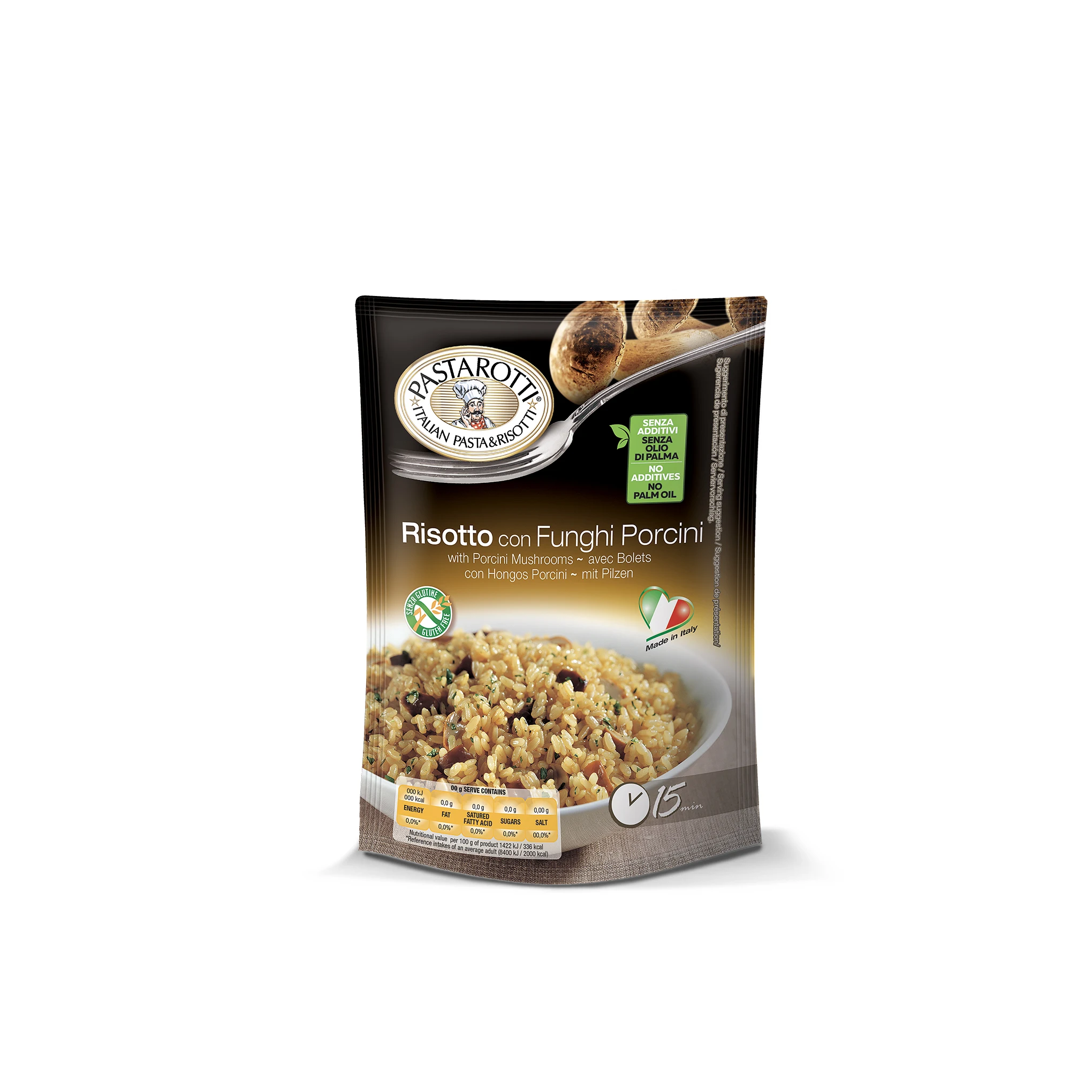 Made in Italy  Top Italian Quality Gourmet Risotto with Porcini Mushrooms 175g Fast cooking Dry Ready Meal Gluten Free
