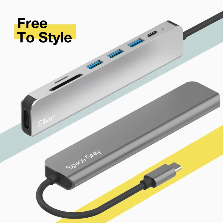 Amazon трендовые модели USB 3,0 thunderbolt 3 многопортовый usb c Ключ и концентратор для macbook серии 7 портов USB концентратор PD зарядки, готово к отправке