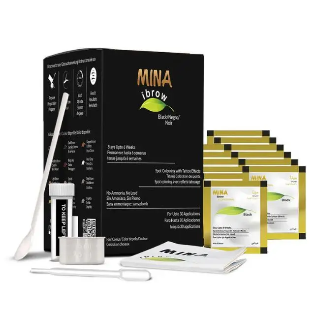 Private Label Henna Tint Kit Refill Pack 12 Sachets Black Henna Tint Brow Long Lasting & Waterproof Henna Brow Tints Best Price