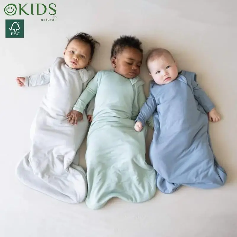 GOTS FSC Certified Wholesale Baby Product Bamboo Baby Sleeper Solid Baby Sleeping Bags