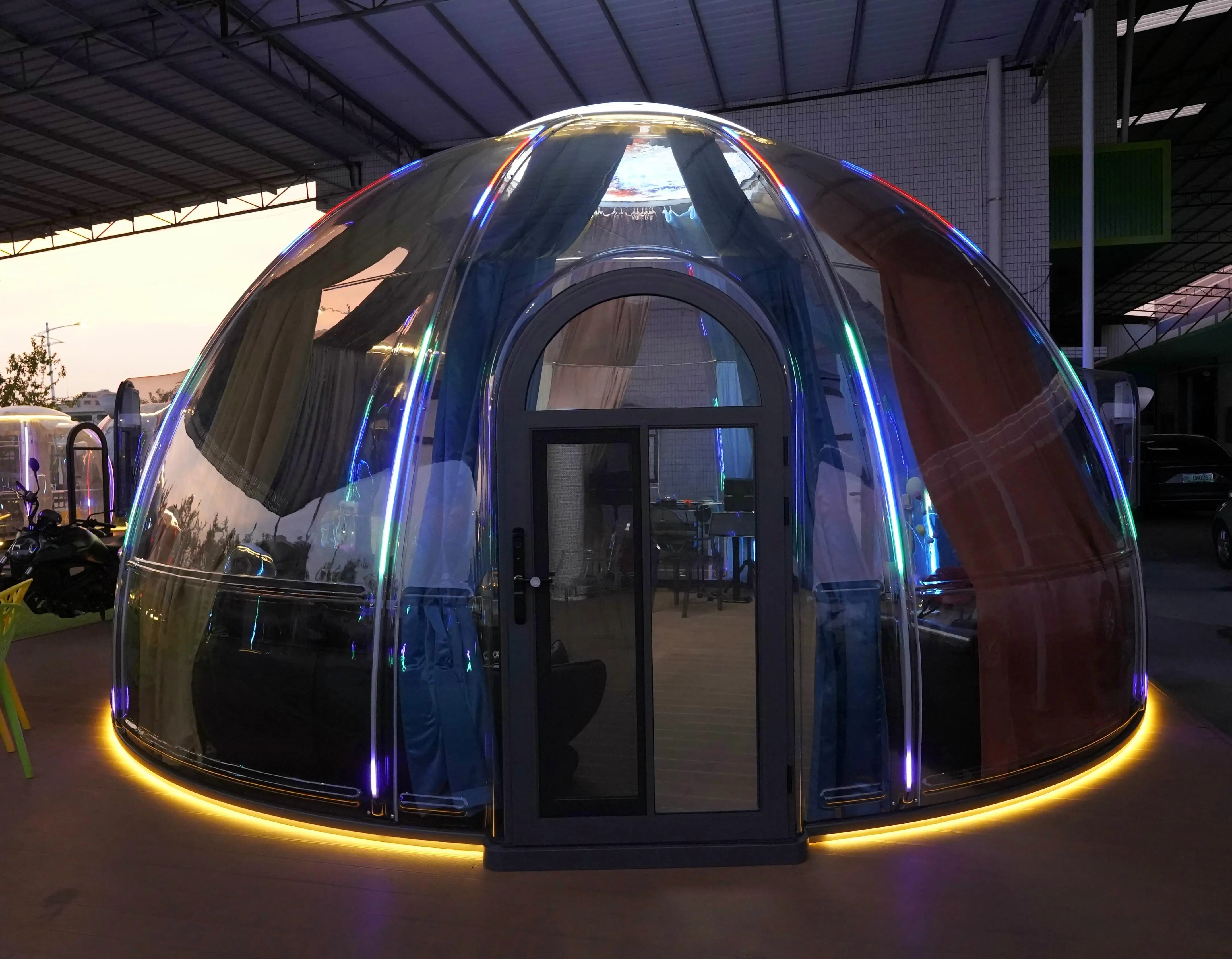 Custom 6M 7M 8M Outdoor Geodesic Dome Tent Luxury Glamping PVC Resort Hotel Home Dome Tent For Sale