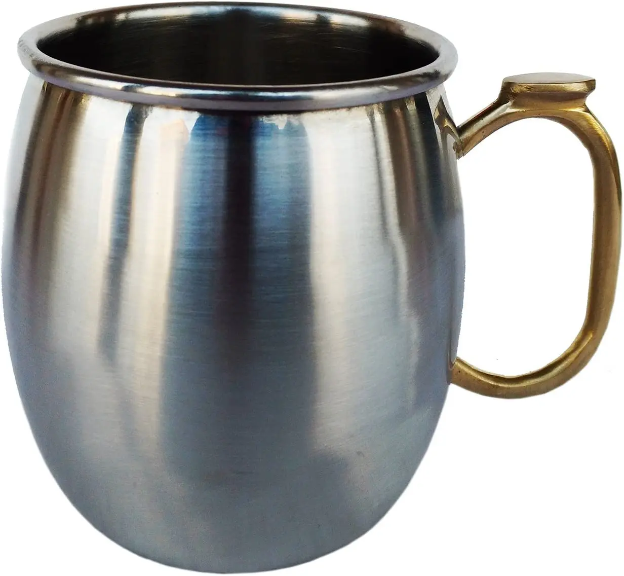 Set of 4 Stainless Steel Moscow Mule Mugs 16 oz Capacity with Brass Thumb Handle Cold Coffee Mug/Cup/Mug Metal Construction