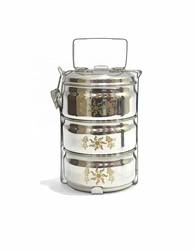 Hot Sale 2024 Custom Logo Traditional Multi Layers Stainless Steel Lunch Box Food Container Insulated Metal Lock Clip Tiffin