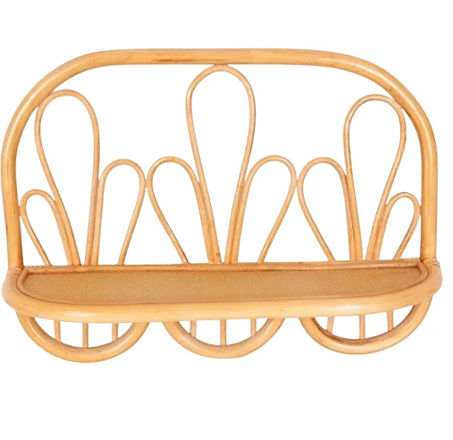 Wholesale Natural Rattan Wall Shelf Wicker Rattan Wall Mounted Shelf Display Shelves For Living Room Bedroom Decor