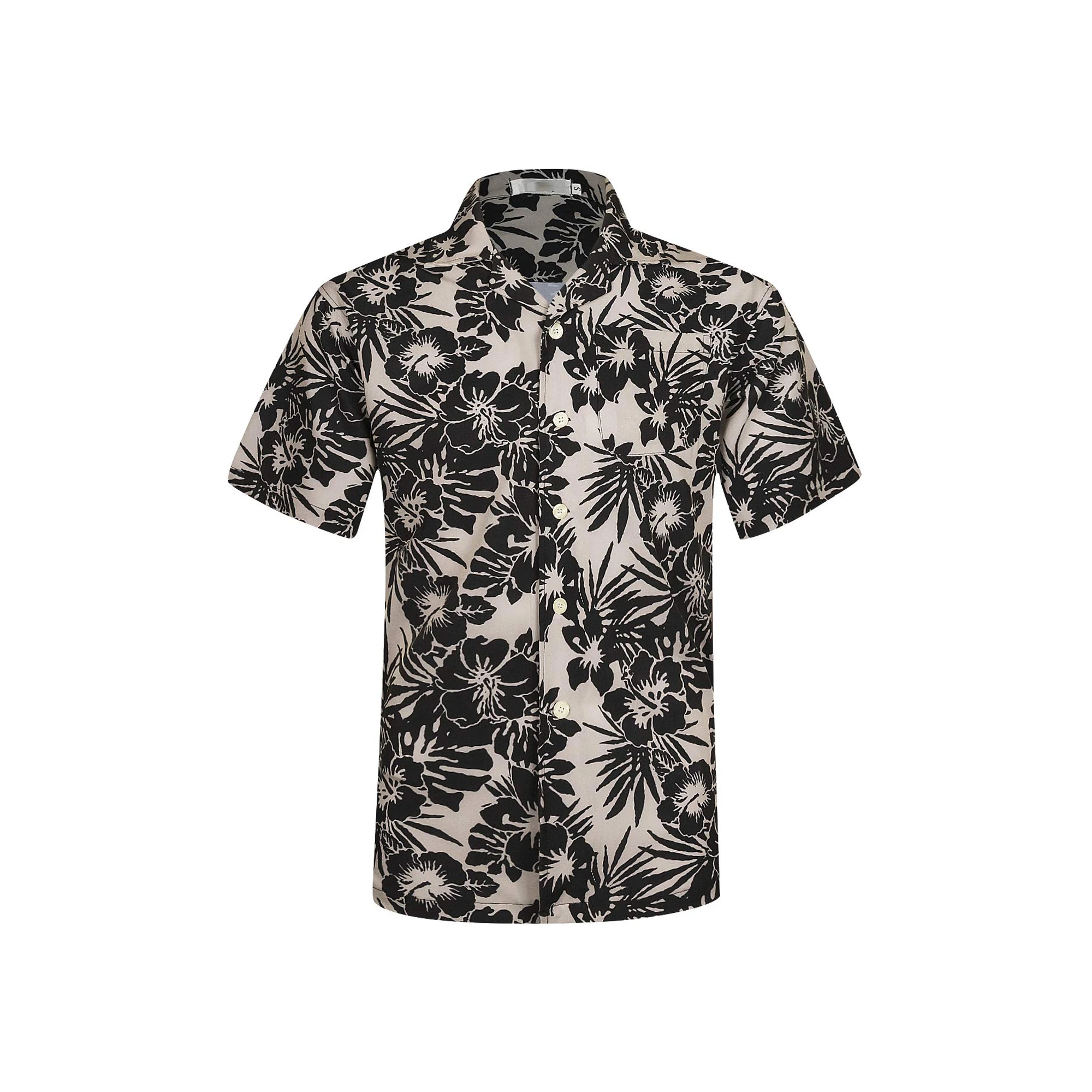 100% Cotton Stylish Wholesale Cheap Price Fashionable Plain Short Sleeve Logo Custom Printed Mens Hawaiian Shirt From Bangladesh