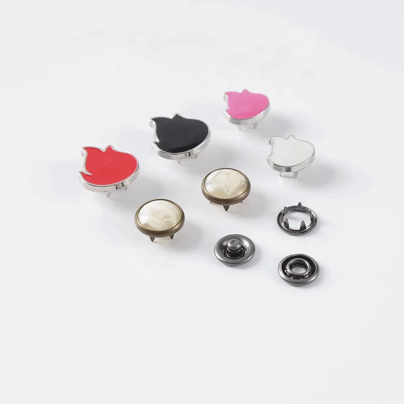 Oeko-tex YHG Engraved Custom Logo Brass Zinc Alloy Prong Snap Button Cover Press Enamel Metal for Coat Jacket