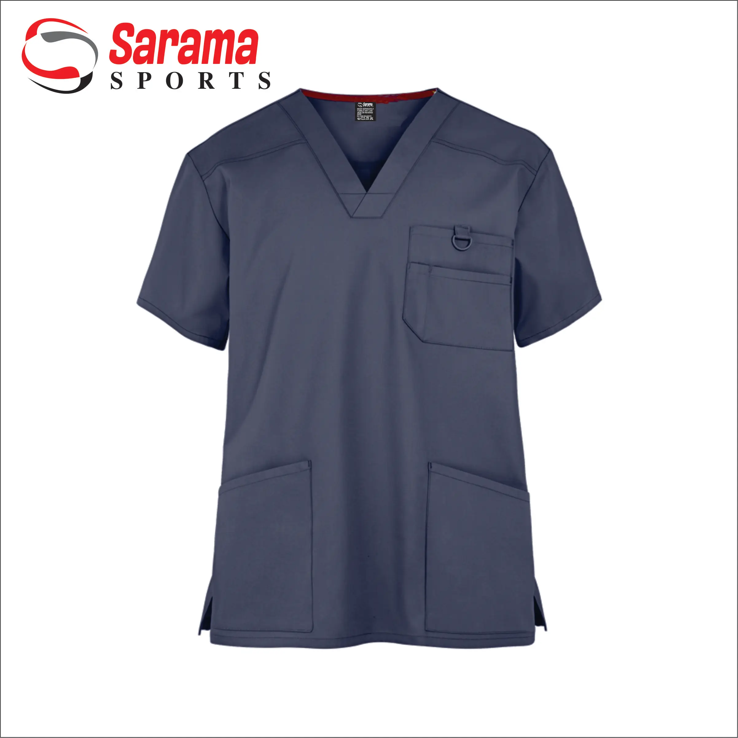 Wholesale female good fashionable scrub uniform set with CVC printed fabric tops and white color pants