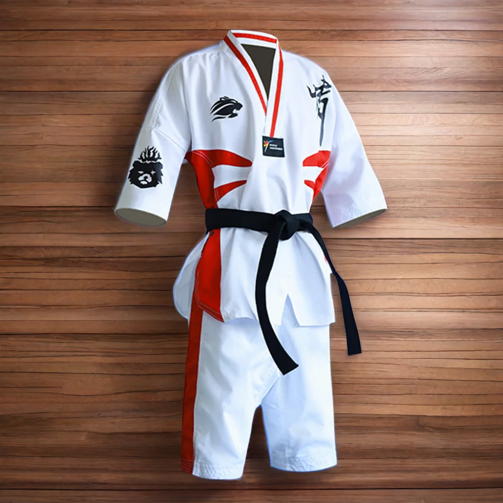 Custom Logo Embroidery Comfortable Competitive Taekwondo Black Uniform For Training Taekwondo Dobok TU-0008