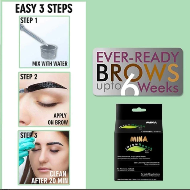 Черная хна для бровей и набор трафаретов для ухода