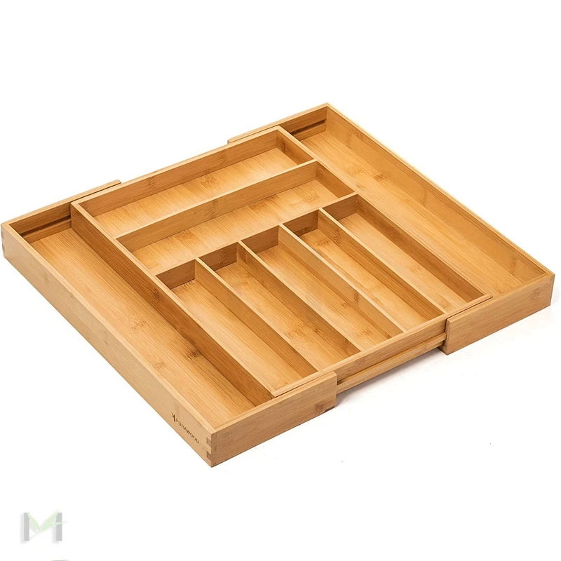 Expandable Luxury Bamboo Kitchen Drawer Organizer Silverware Organizer and Cutlery Tray