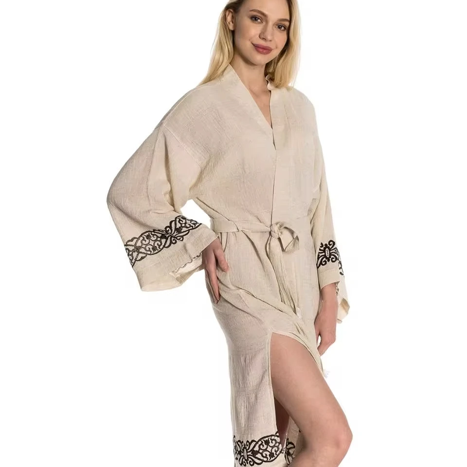 Stylish Luxury Ladies Kimono Quick Drying 100% Cotton Pareo Lightweight Quality Beach Kimono and Pareo Women Ethnic Embroidered
