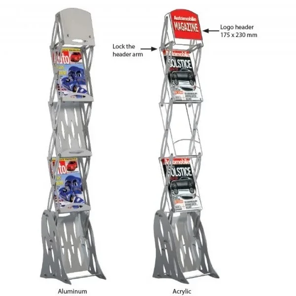 Slanted Leaflet Brochure Magazine Catalogue Display Stand Foldable Newage Portable Zick Zack Brochure Holder