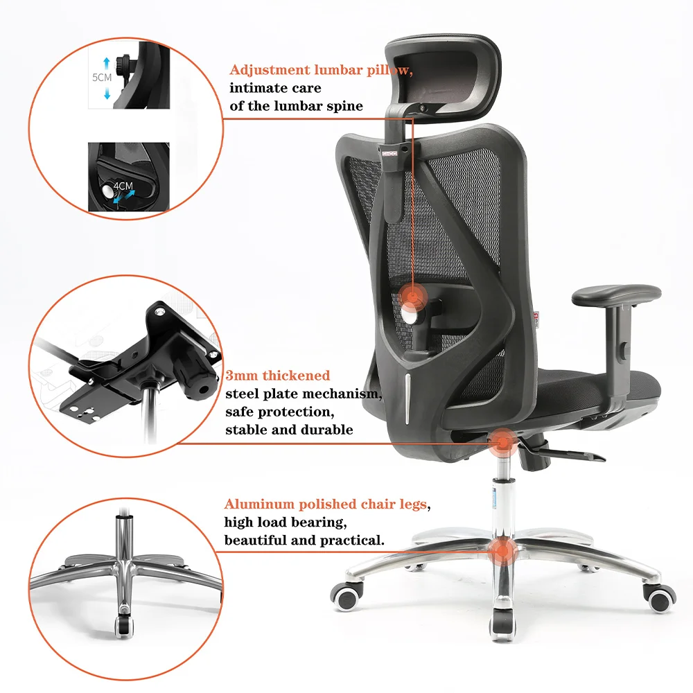 OEM Office furniture office chair M18 Height and angle adjustable headrest mesh chair for office