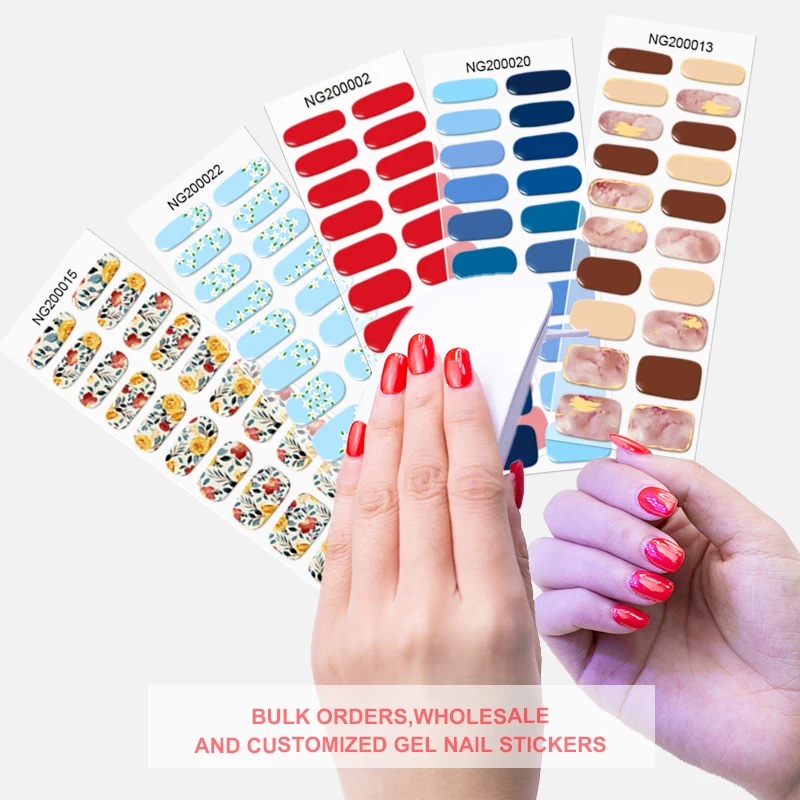 Custom Semi Cured Gel Nail Wraps Stickers with the Lamp to Cure UV Gel Nail Sticker