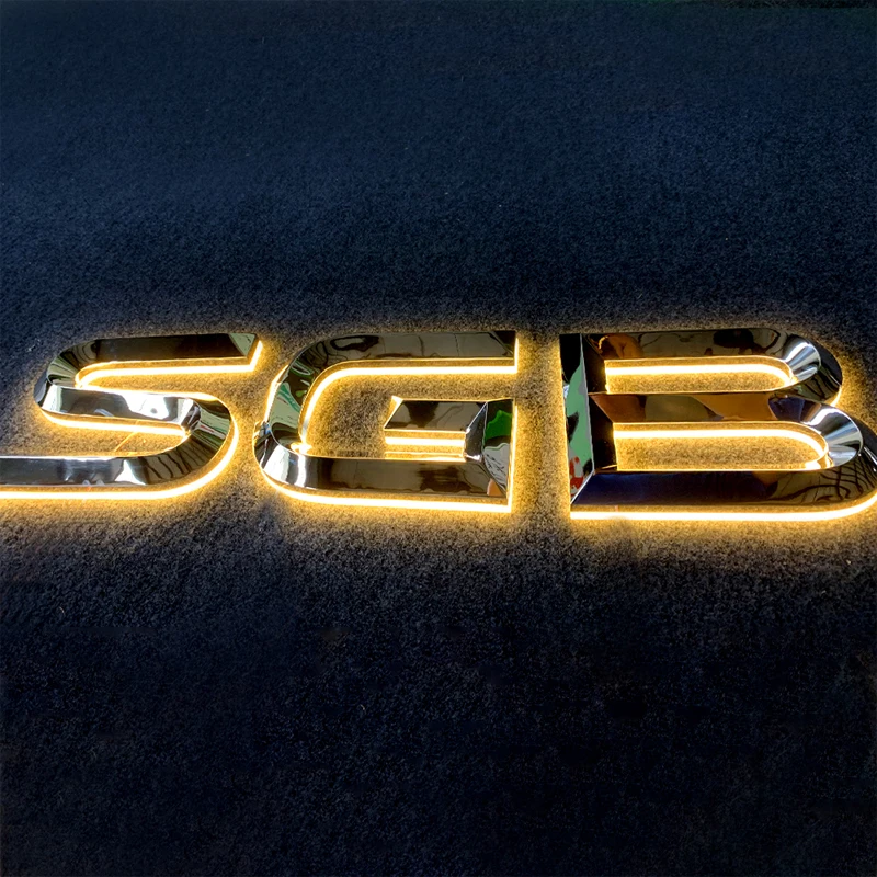 Custom Led Logo Sign Decoration Metal Stainless Steel Letters Backlit Signage Business Signboard Company Outdoor Wall Signs