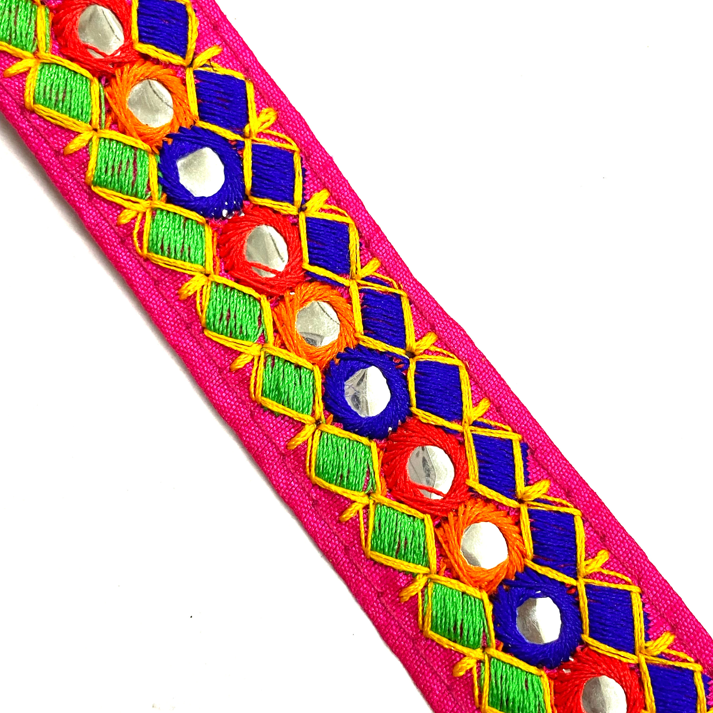 Vintage Ethnic Style Floral Embroidery Gimp Lace Trim Colorful Polyester Eyelet Paillettes Sequin Border French Ribbon Wholesale