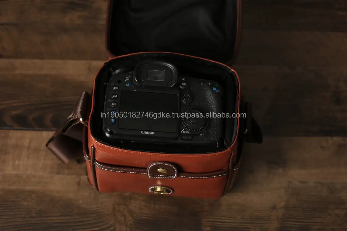 Премиум кожаная сумка DSLR прочная и стильная для камеры с регулируемым ремешком несколькими отделениями дорожная