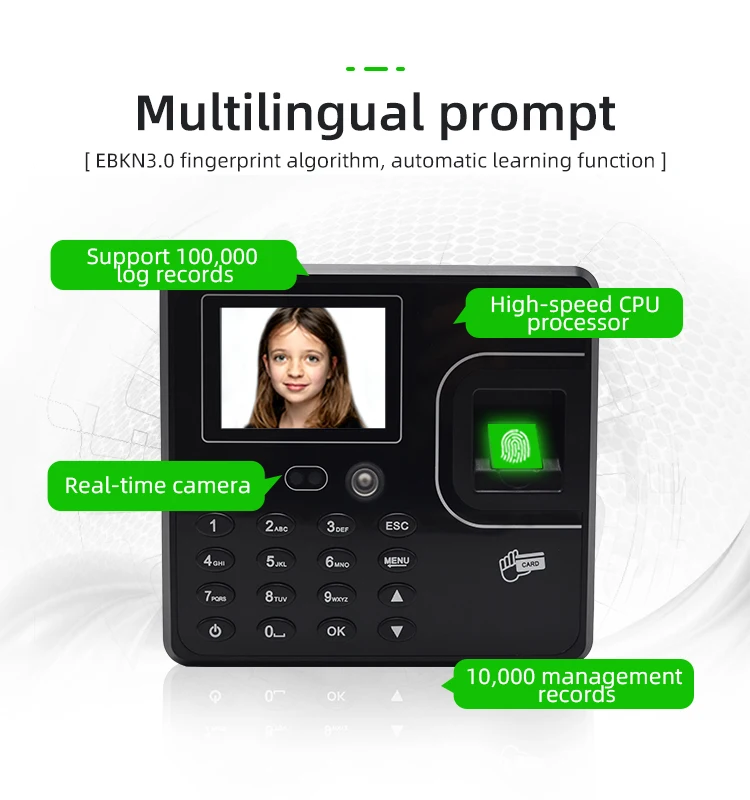 Cloud RFID Card reader fingerprint face time attendance machine with free sdk