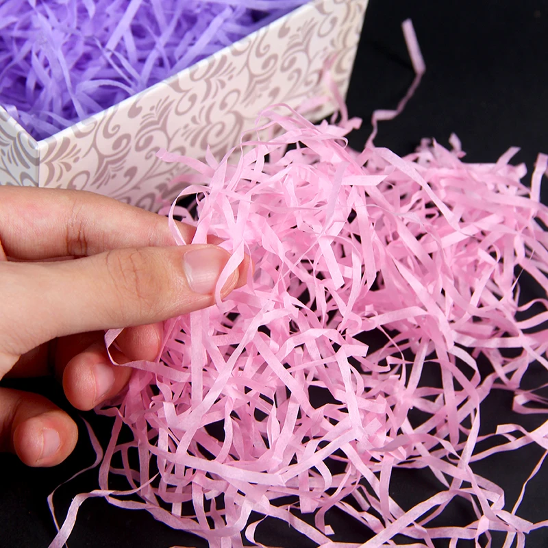 Recycled Packaging Crinkle Paper Shred50g/Bag Crinkle Cut Raffia Shredded Gift Box Filler Crinkle Paper