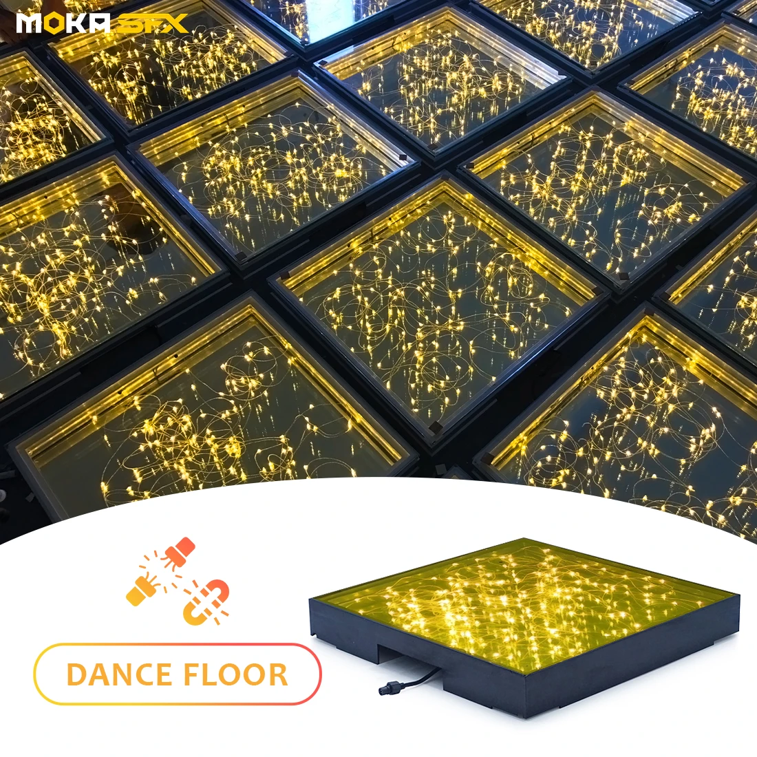 Moka sfx 50*50cm Gold Red Blue Single Color 3528 Smd Wedding Led Dance Floor Light Up Floor