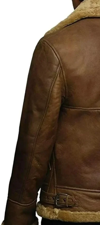 xelent Top Quality Material Aviator Pilot Brown Flying Bomber Genuine Leather Jacket for Men with Fur Collar