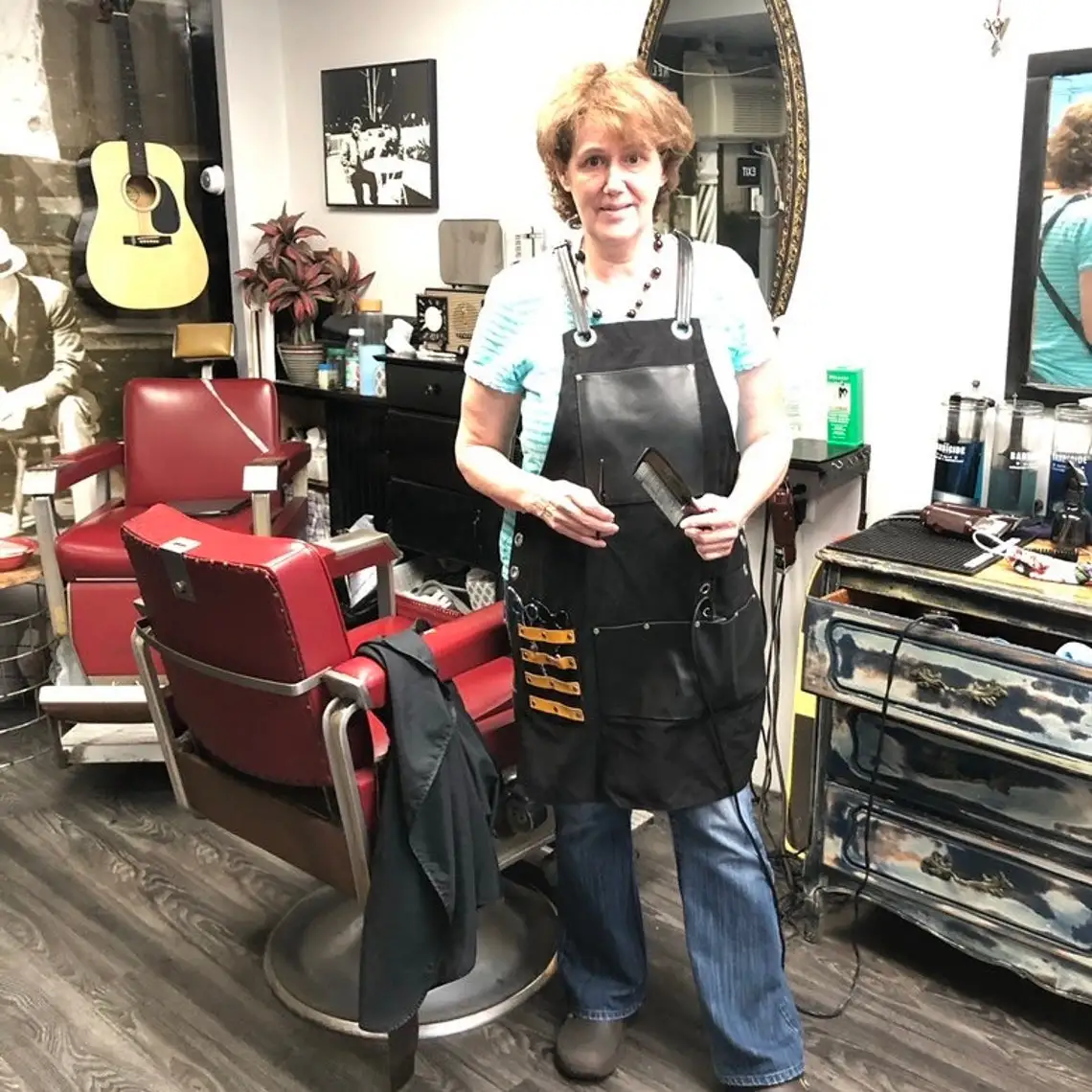 Barber Salon Apron |  Salon Hairdressers Professional Barber Cutting Tools Scissors Combs Razor Holder Adjustable Size Apron