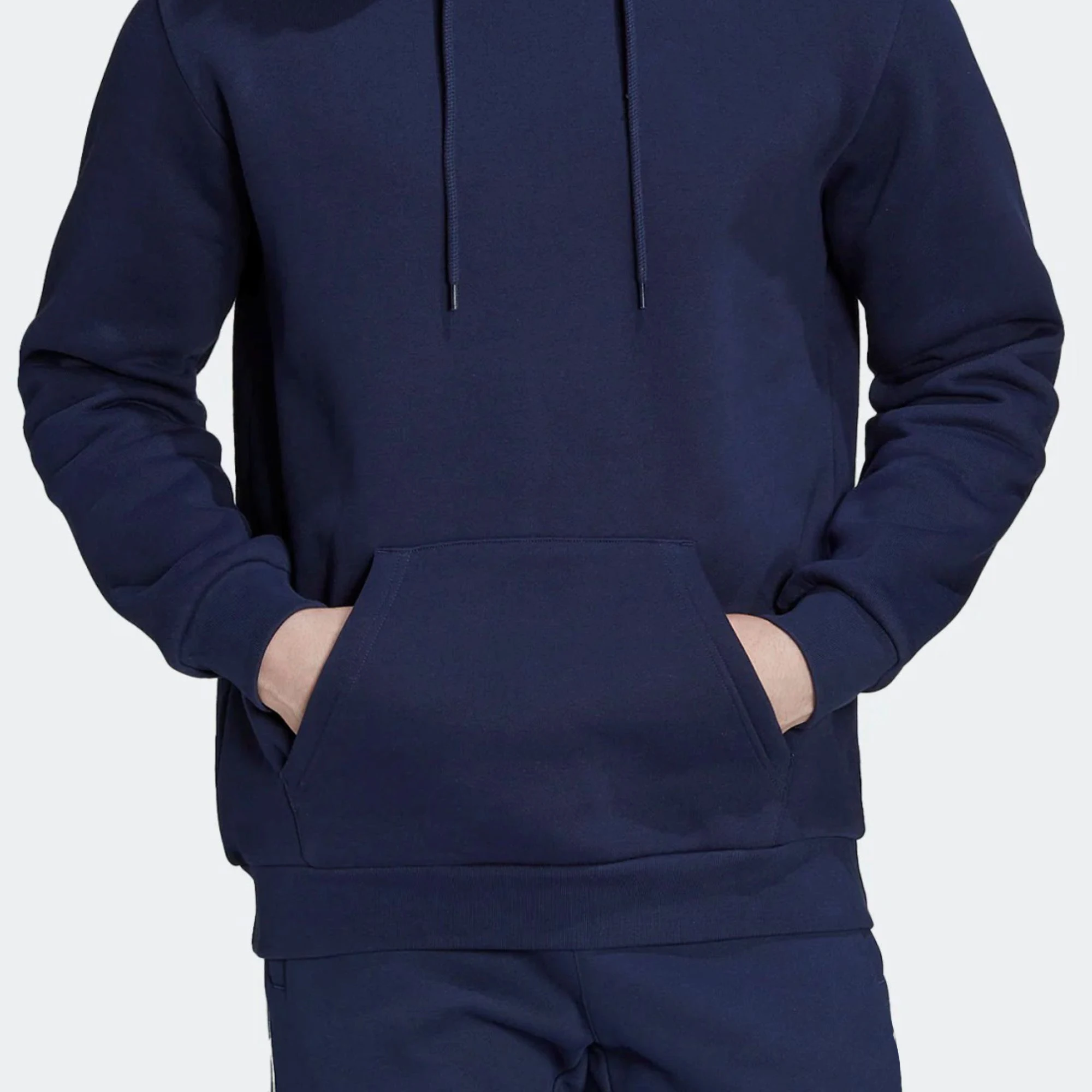 Regular Fit Heavyweight 70% Cotton 30% Recycled Polyester Fleece Essentials Trefoil Night Indigo Men Pullover Hoodie