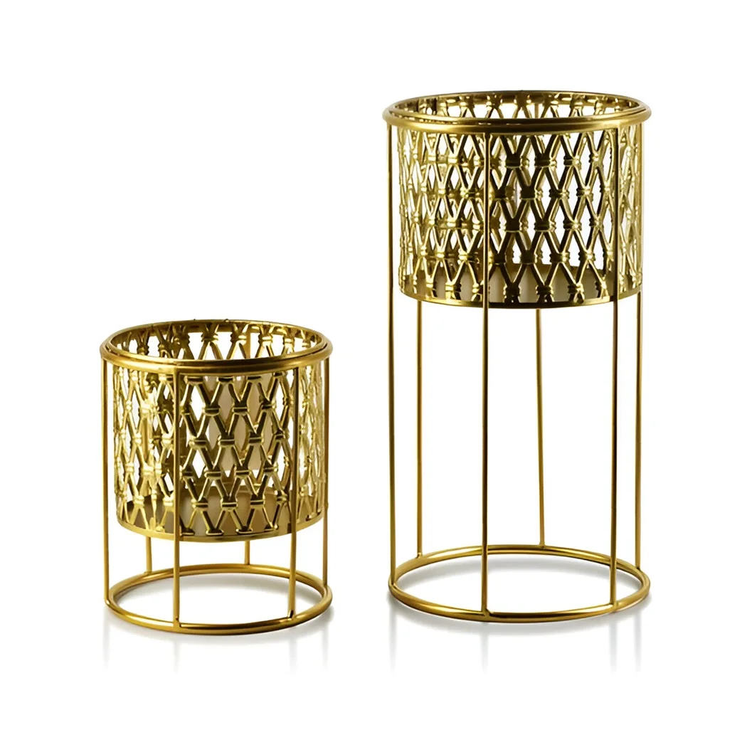 Meshing Pot With Stands For Nursery Plants Holding Planter Pot Antique Golden Luxury Flower Pot Wedding Decor Planter Set