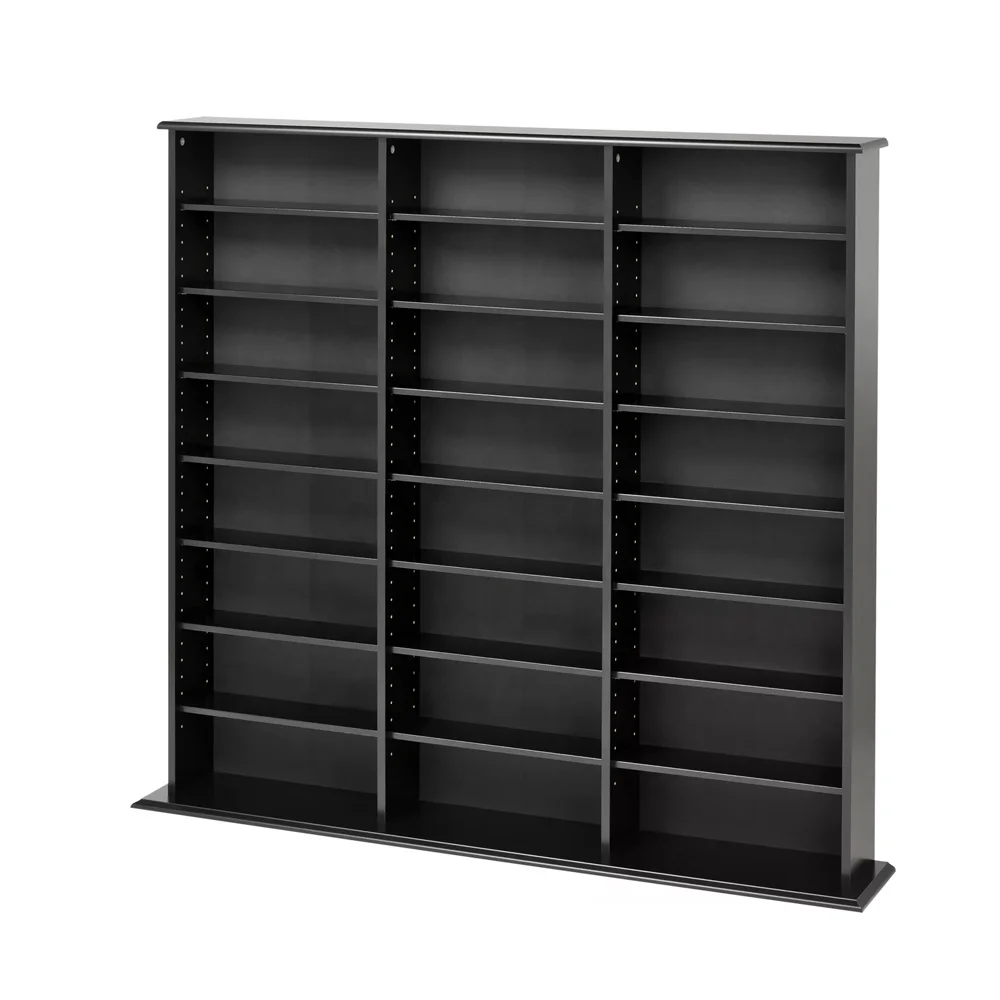 CD / DVD Rack Triple Width Multimedia Wall Mounted Storage Solid Wood