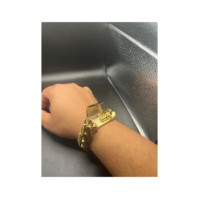 22mm bracelet -heavy -big bracelet-brass -gold plated 5x-18k gold-sterling silver-chunky piece-very heavy jewelryhip hop jewelry