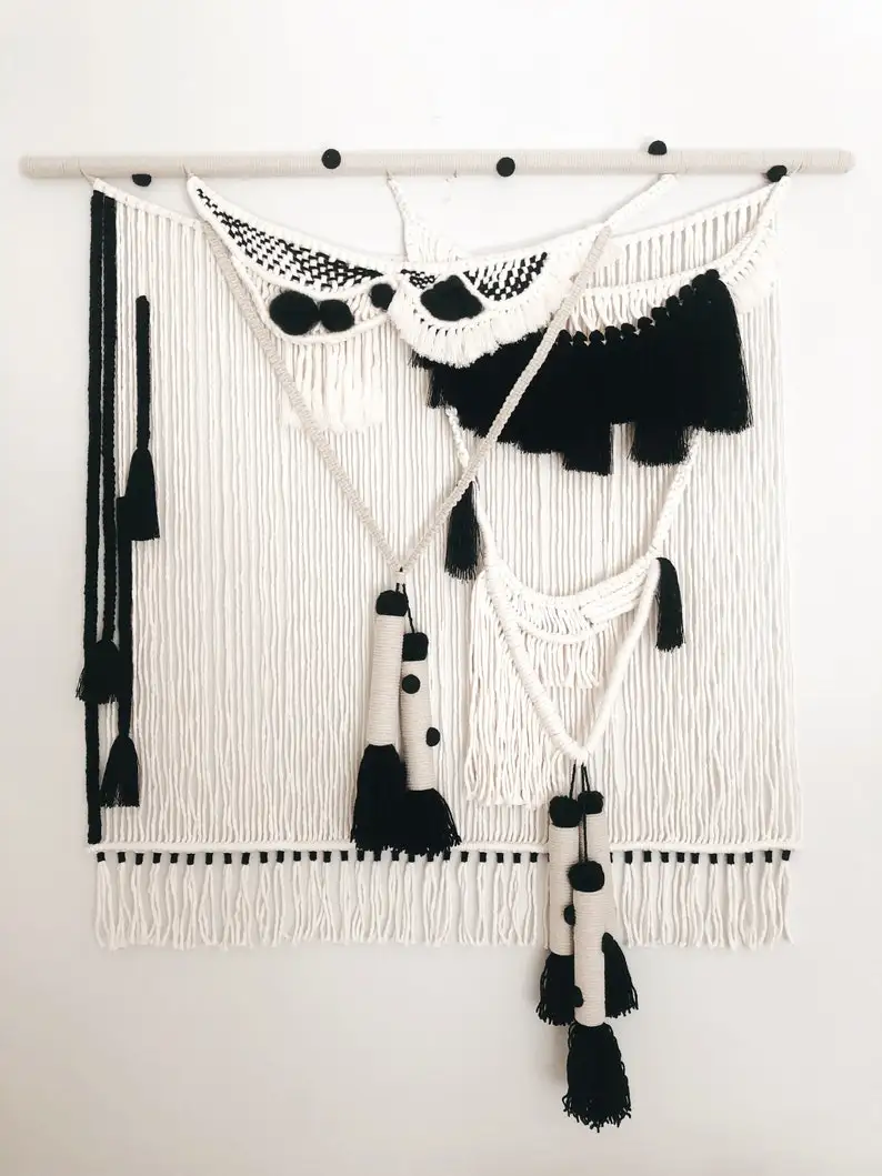 Woven Boho Tapestry Living Room Bedroom Decor Macrame Leaf Wall Hanging