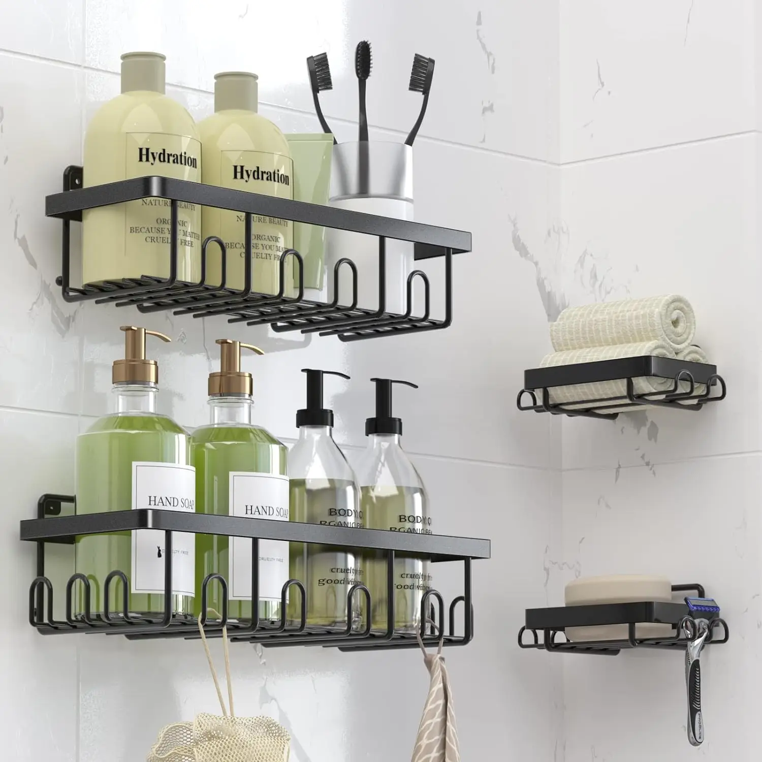 Modern  In Stock Bathroom Shelf Stainless Steel Wall Adhesive Bracket Rack Storage Shower Bathroom Corner Shelf