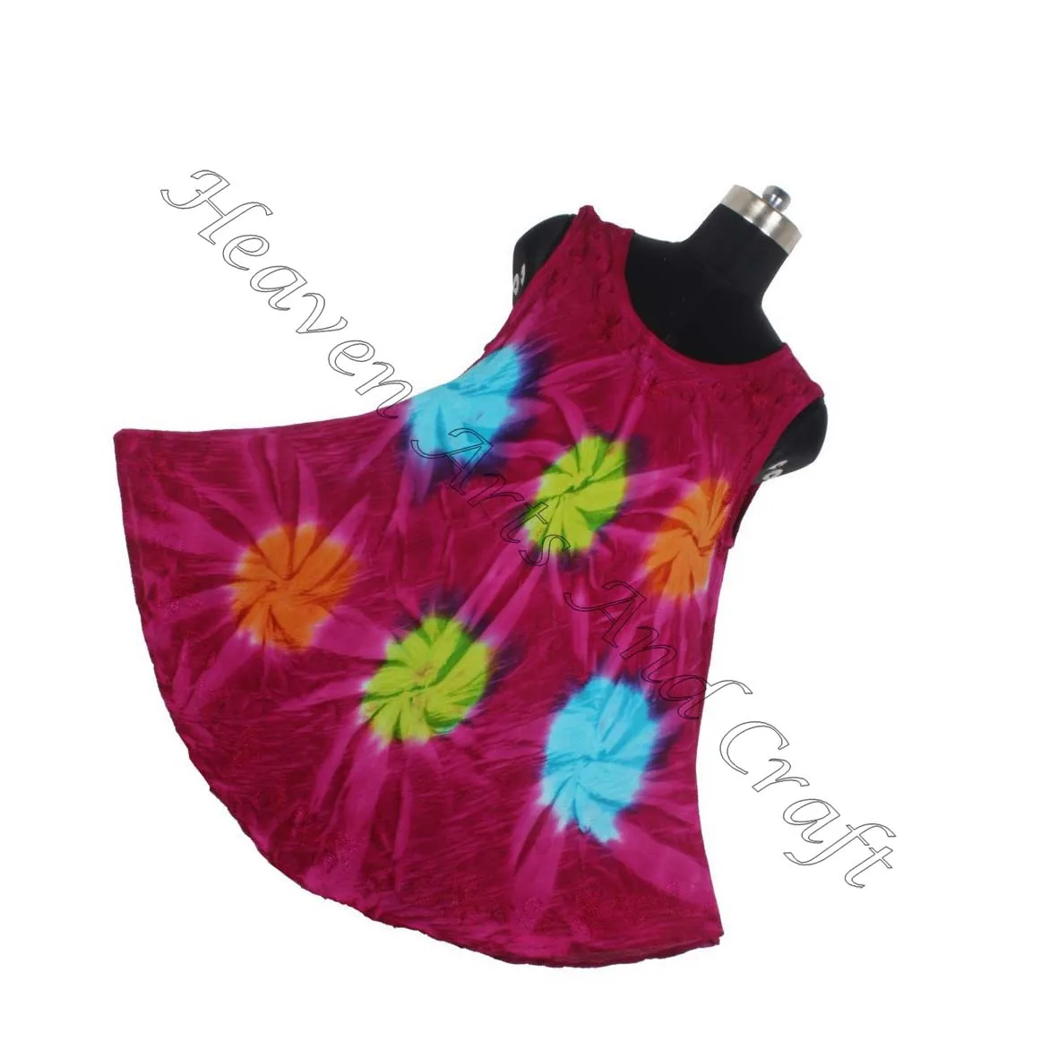 Boho Sleeveless Tie Dye Umbrella Dress Sundress Beach Wear Cover Up Dress