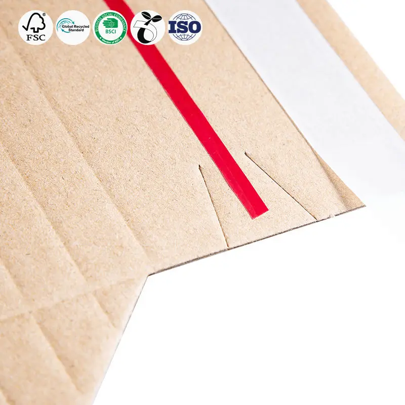 New Arrival Custom Stay Flat Corrugated Rigid Book Mailer E-Fluted Paperboard Envelope Kraft Paper Factory Direct Sale