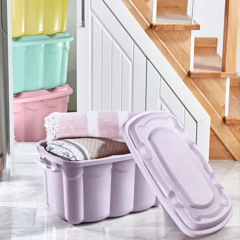 50L Large Lockable Storage Box with Secure Lid for Home Organization Durable BPA-Free Plastic Bin for Clothes Toys Towels