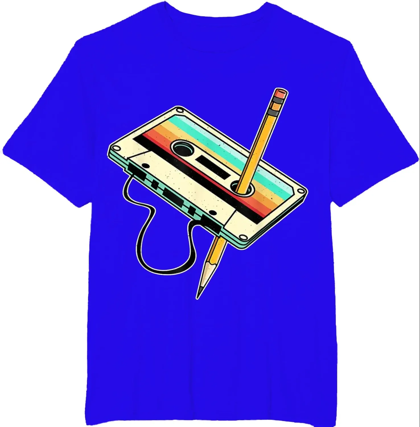 Cassette Tape Pencil 1980s Retro Vintage Throwback Music T-Shirt Men Clothing Vintage T Shirt  TSS-0082