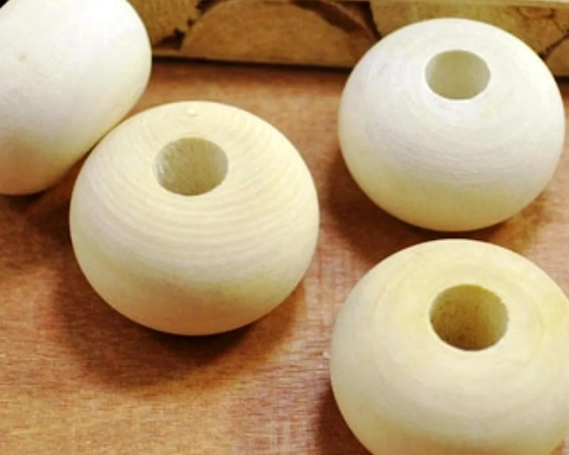 Buy 20pcs Large Round Wooden Bead Unfinished Natural Abacus Bead Custom Colored shaped sized Wooden Beads Made In India