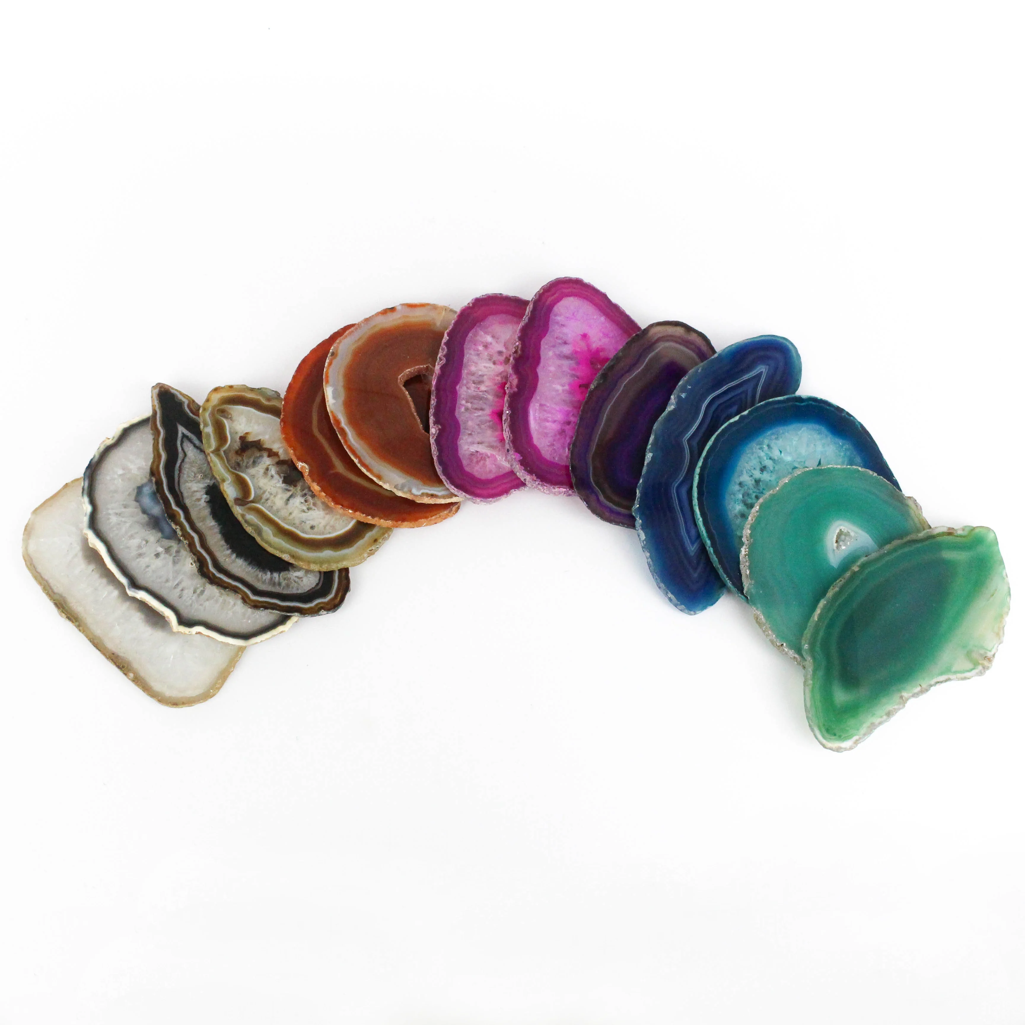 Wholesale Decorative Mineral Gemstones Handmade Amazing Natural Agate Slices in Black Red Pink Green Brown Oval Shape Polished