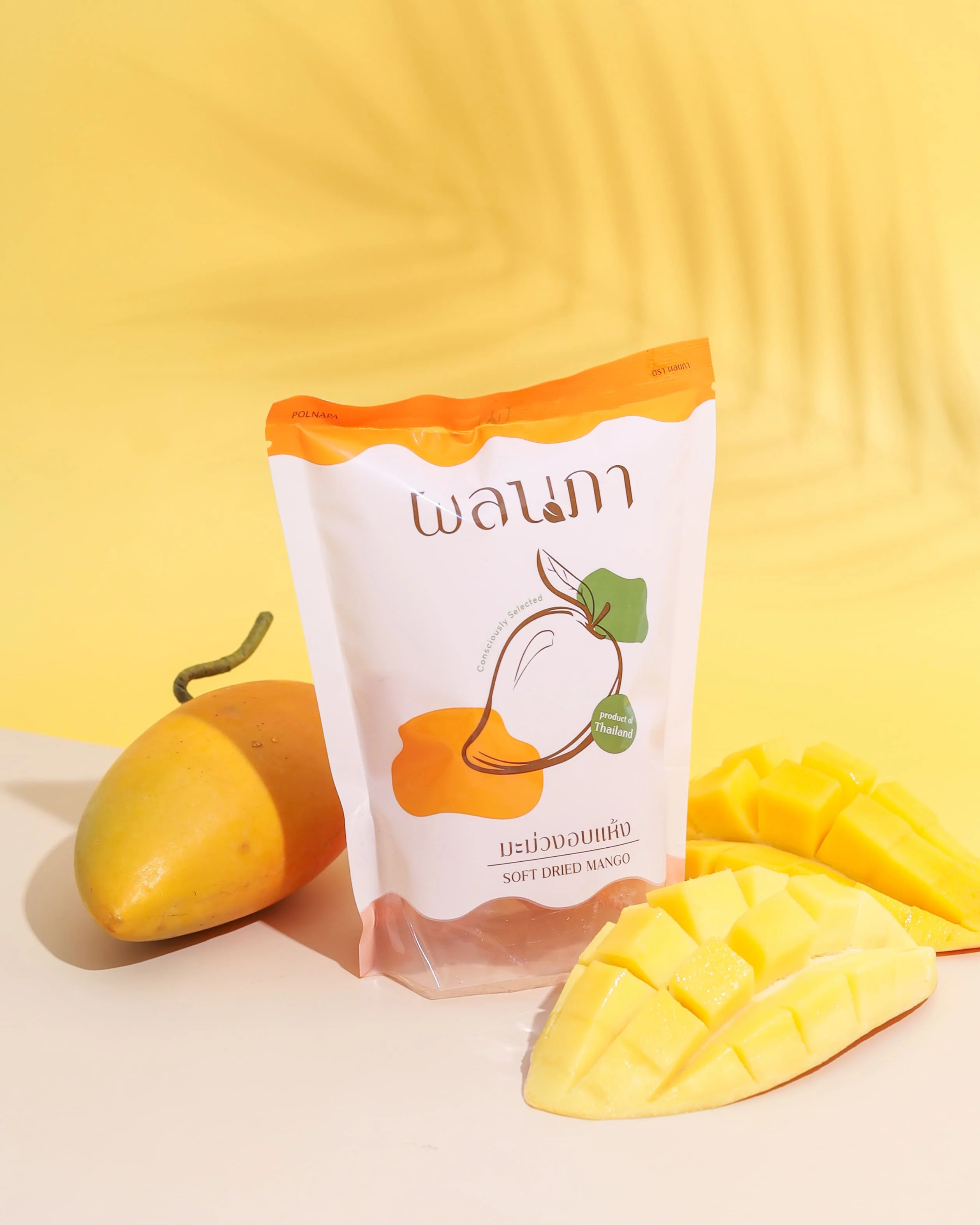 Soft Dried Mangoes Natural Sweetness Normal or Small Bite Size 80 G/Bag Product from Polnapa Mangoes Brand