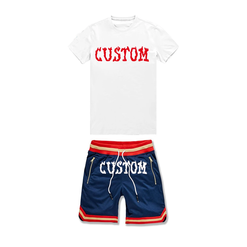 2024 New Style Custom Logo Summer Sportswear 2 Pieces Suits T Shirt Short Tracksuits Men Running Shorts Set For Men