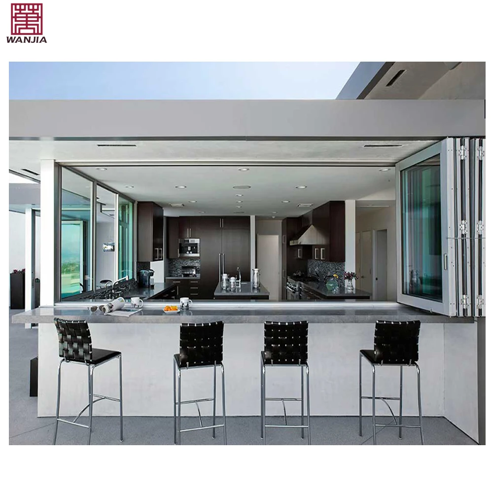 Aluminium Customize Kitchen Bi fold Window Vertical Top Folding Glass Push Up Fold Up Windows