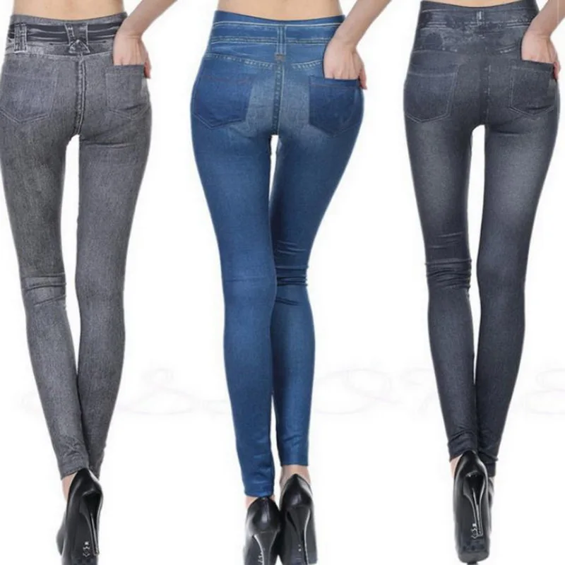 Stretch Skinny Denim Legging Womens High Waist Elastic Slim Leggings Female Plus Size Stretch Pencil Pants