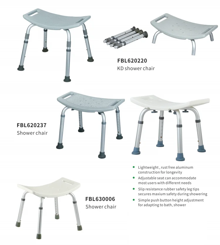 Bliss Medical Aluminum Wall Mounted Folding Chairs Foldable Shower Bench Foot Stool Contour Seat for Elderly