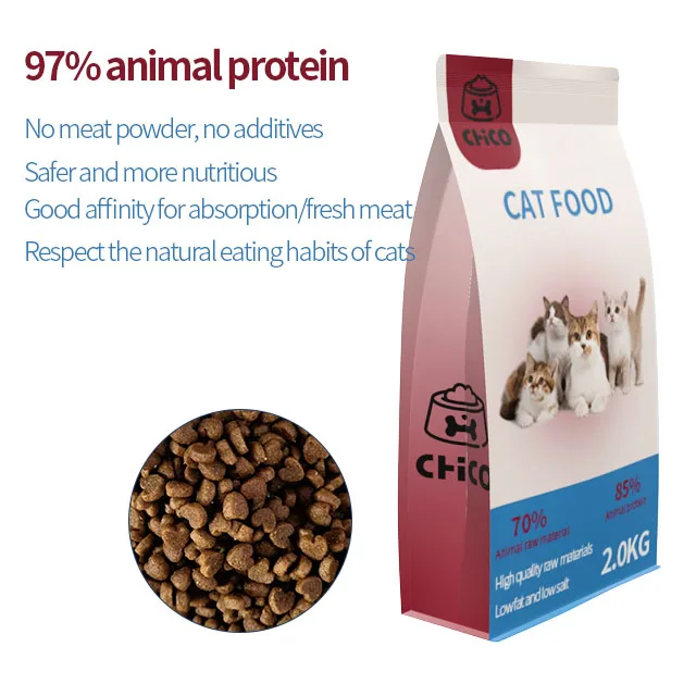 OEM Cheapest Cat Food Factory Exports 10KG High Protein Pet Food Raw Chicken Flavors Fish Shapes All Age Cat Dry Food