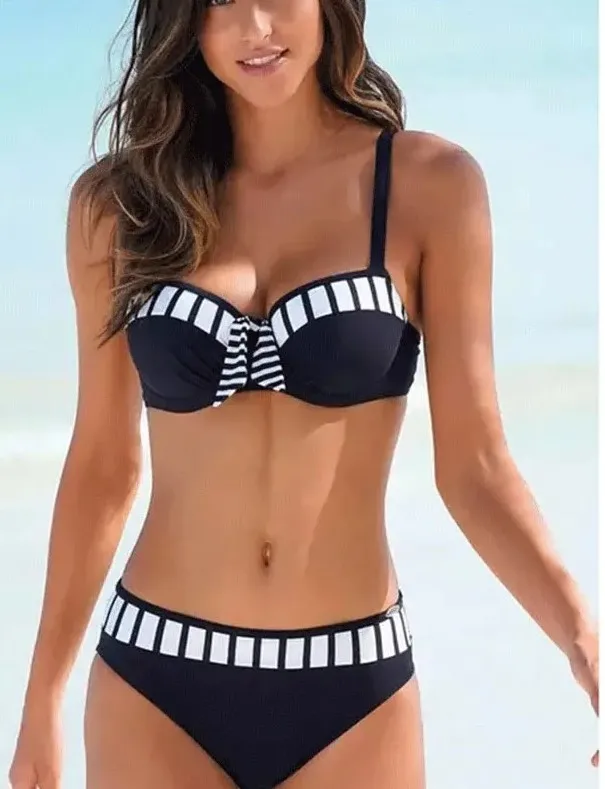 Women sporty Sexy Bikini Set Push Up Female Swimsuit Swimwear Women strapping swimsuit Bathing Suit Large Plus Size