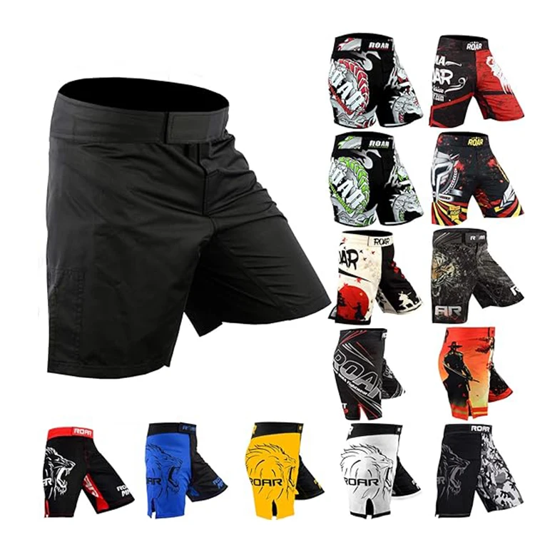 Manufacturer black mma shorts custom design sublimation fighting bjj shorts for men wholesale grappling mma shorts