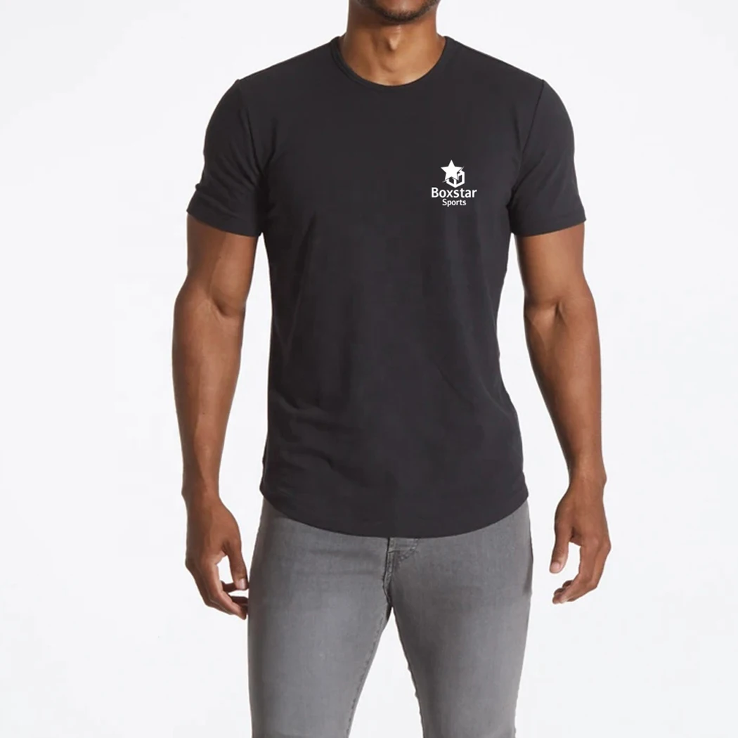 OEM Custom High quality Cotton and Spandex crew neck t black sports wear t shirt for men